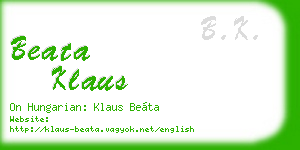 beata klaus business card